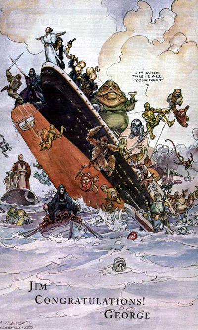 'Congratulations Titanic' picture with Yoda floating on the Death Star