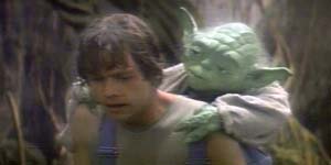 Yoda on Luke's back