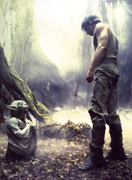 Luke talking to Yoda