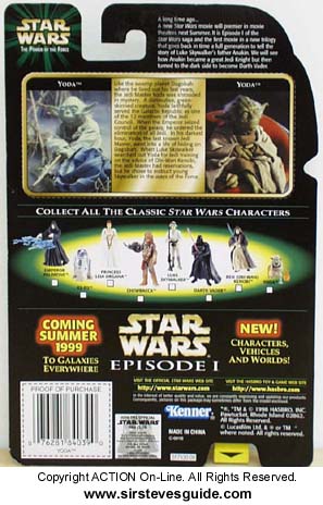 The back of the Classic Collection Yoda toy's package (from Sir Steves Guide)
