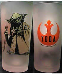 A frosted Yoda glass