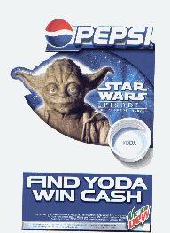 Find Yoda: Win Cash window cling sticker with new Yoda pictured