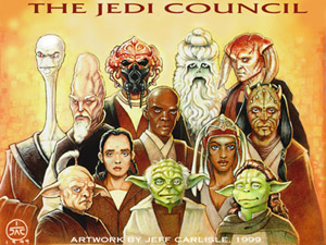 Jeff Caralisle drawing of the Jedi Council (courtesy of TheForce.Net)