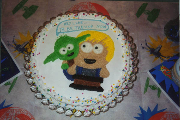 Star Park Yoda on Luke's back cake