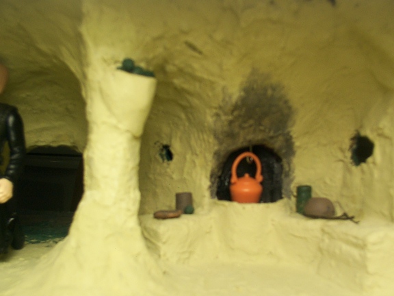 Custom Dagobah diorama (inside view with boiling pot)
