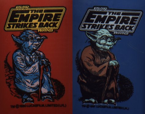 Comparison of the Red and Blue Empire Strikes Back thermoses