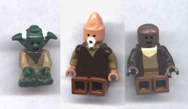 Homemade LEGO Yoda, Ki-Adi-Mundi, and Mace Windu figures