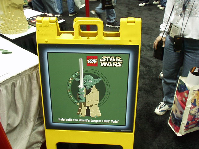 Sign advertising giant LEGO Yoda at Celebration 2