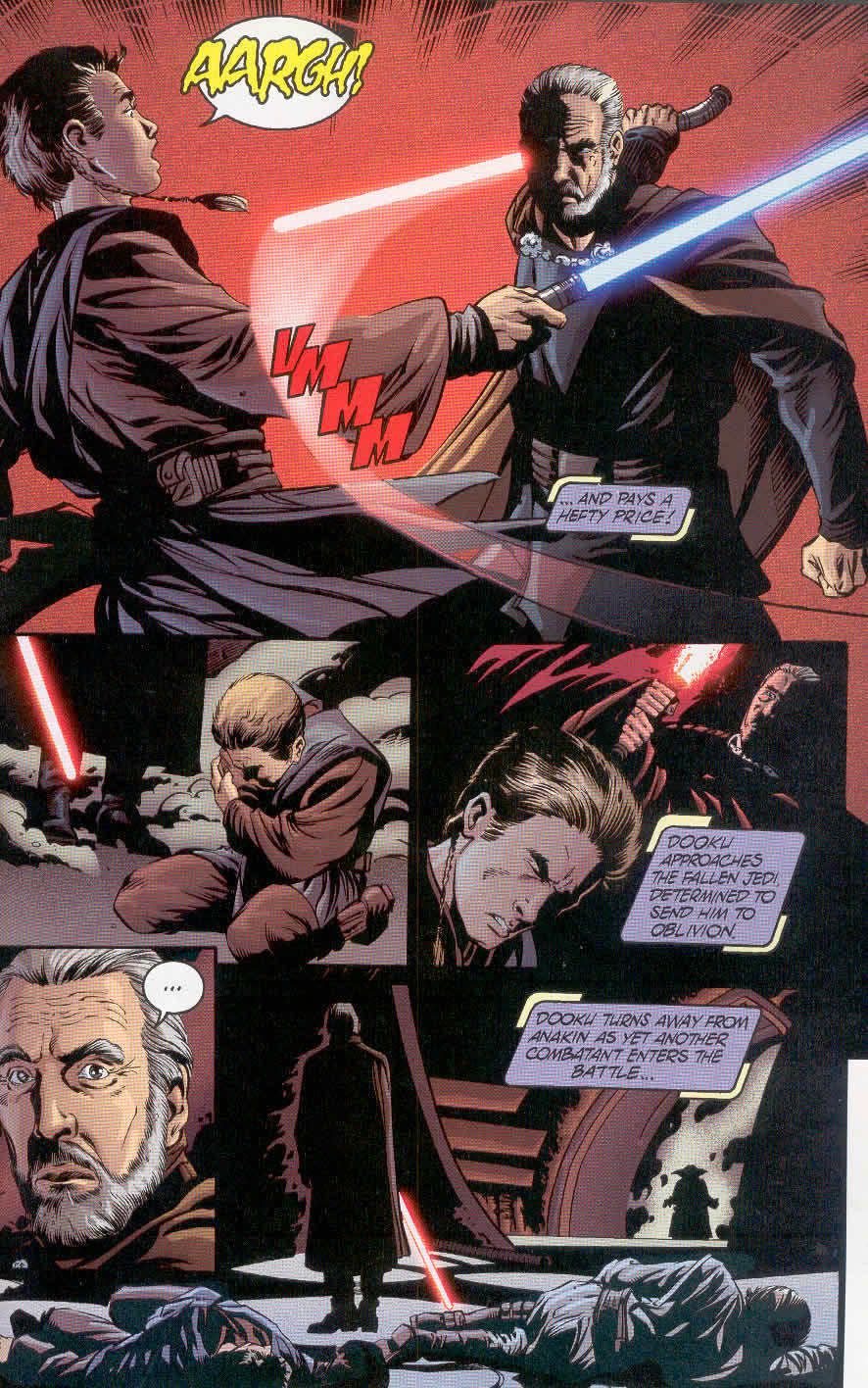 Attack of the Clones comic page with Yoda appearing to face Dooku