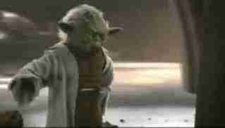 Yoda pulling out his lightsaber (from Attack of the Clones)
