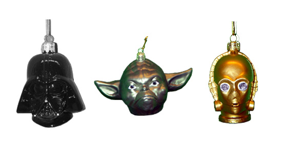 Glass Yoda head ornaments