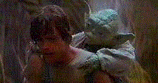 Yoda on Luke's back again