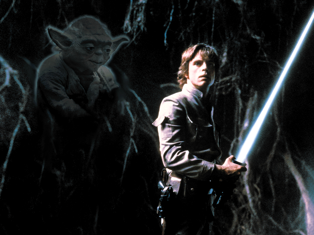 Yoda ghost behind Luke with Lightsaber (cool for a background)