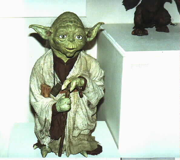 A picture of a Yoda puppet used in the movies