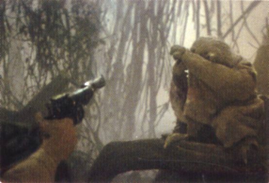 Luke about to shoot Yoda