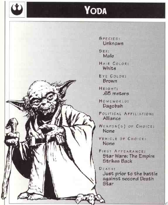 The Yoda biography from the Essential Guide to Characters