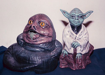 Yoda and Jabba the Hutt ceramic statues