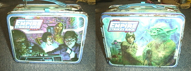 Two Empire Strikes Back metal lunchboxes, one with Yoda