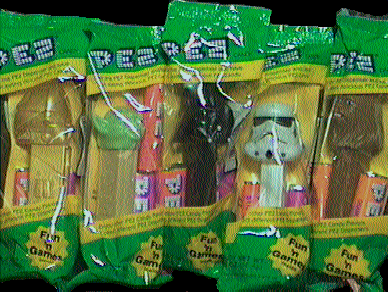 All the Star Wars Pez in green packages