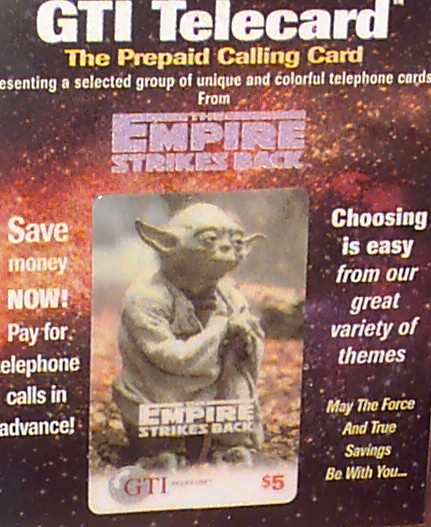 Yoda GTI Telecard phone card