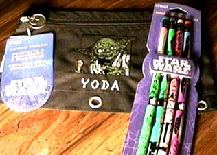 Yoda zipper pencil pouch and Star Wars pencils