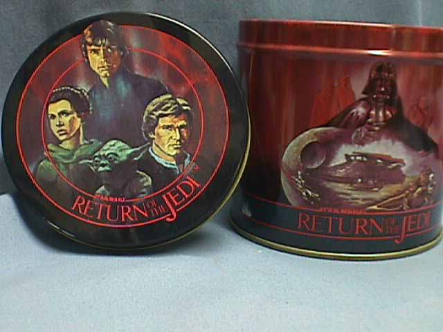 Return of the Jedi tin with Yoda, Luke, Han, Leia and Darth on it