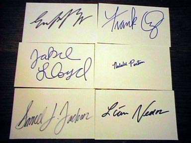 Frank Oz and other Episode I stars' autographs on notecards