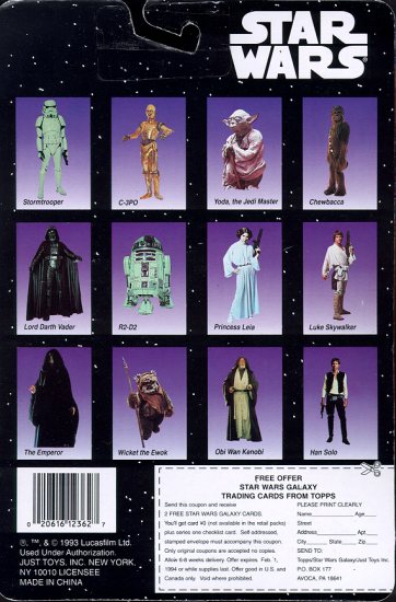 The back of a Star Wars Bend-um toy package