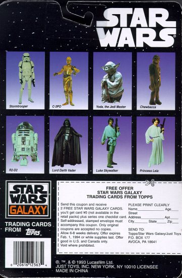 A different back of a Star Wars Bend-um toy package
