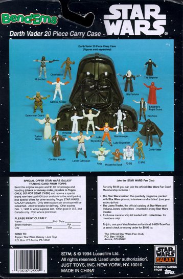 A different back of a Star Wars Bend-um toy package
