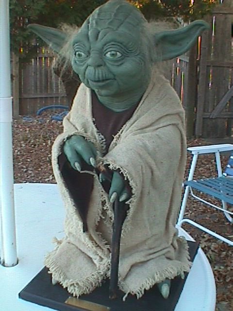 Another full left view of the life-sized Yoda replica