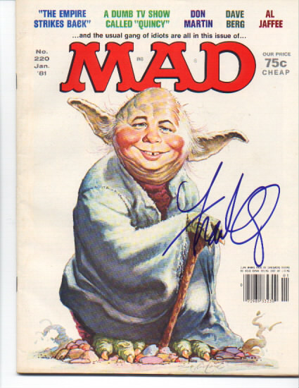 Mad Magazine with Yoda on the cover signed by Frank Oz