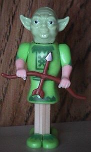 Yoda Pez dressed up like Robin Hood