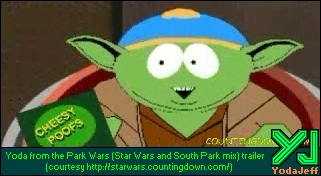 Yoda (mixed with Cartman from South Park) from the Park Wars fan-made trailer (courtesy CountingDown)