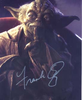 An Episode I Yoda picture autographed by Frank Oz