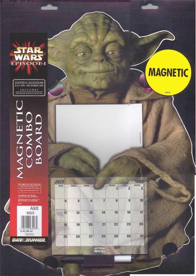 Magnetic Yoda calendar and message board made by Day Runner