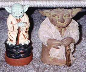 Homemade clay Yoda with the Fundimensions paintable figurine