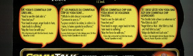 Yoda's CommTech (CommTalk) lines in foreign languages