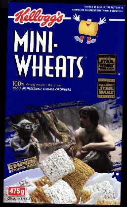 Yoda on a box of Kellog's Mini-Wheats