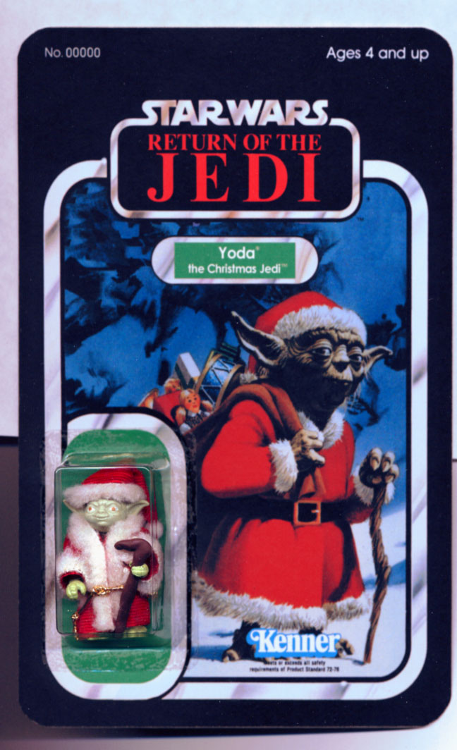 Custom carded Santa Yoda toy