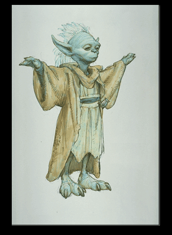 Ian McCaig Episode I Yoda-Yaddle concept painting