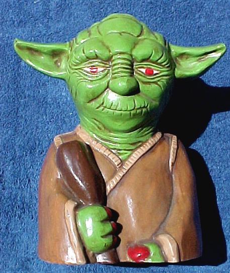 A homemade ceramic Yoda