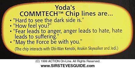 Episode I Yoda toy (zoom-in on CommTech chip lines on back of package)