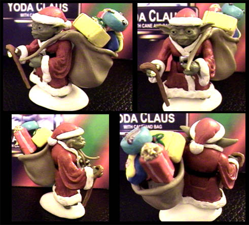 Custom Yoda Claus toy (front, left, right, back views)