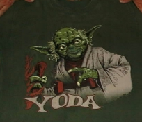 A green Yoda t-shirt