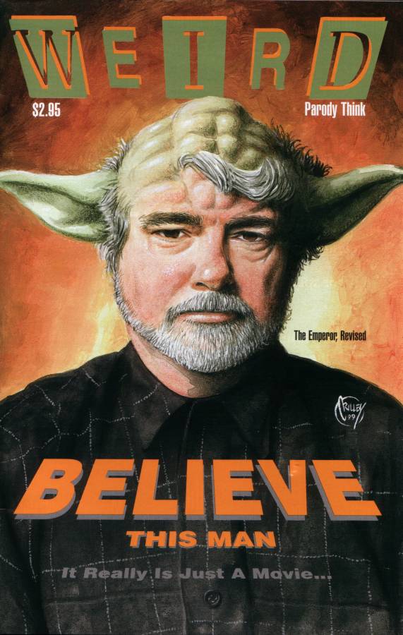 Weird Magazine parody featuring George Lucas with Yoda's ears