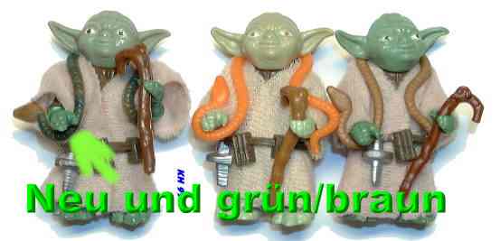 Yoda with orange snake, brown snake, and possible green snake variation