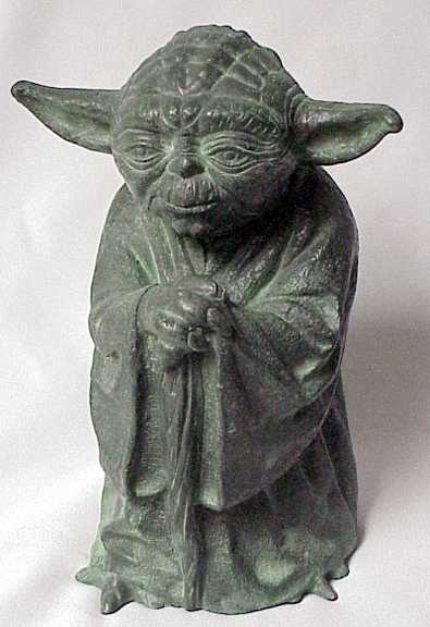 A bronze Yoda statue