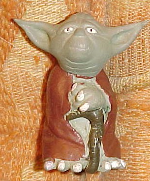 A homemade and hand-painted Yoda statue