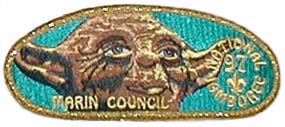 Marin Council Yoda patch (gold mylar) (courtesy of CinciToyMuseum.com)